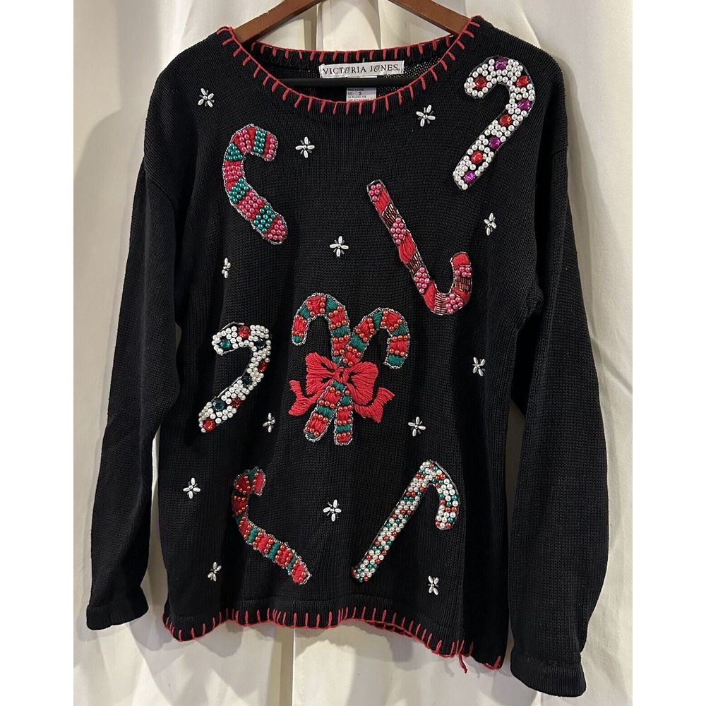 Vintage Victoria Jones Candy Cane Sweater Size Small